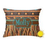 African Lions & Elephants Outdoor Throw Pillow (Rectangular) (Personalized)