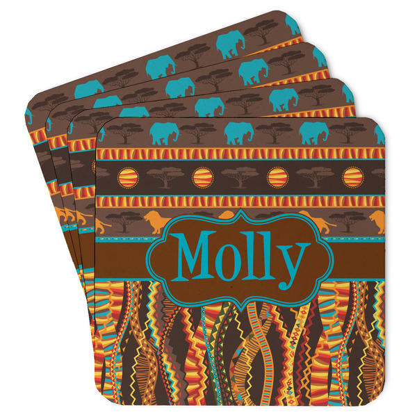 Custom African Lions & Elephants Paper Coasters (Personalized)