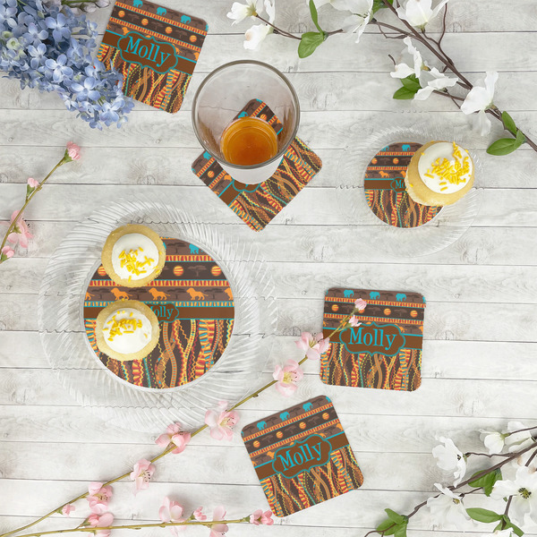 African Lions & Elephants Paper Coasters - In Context