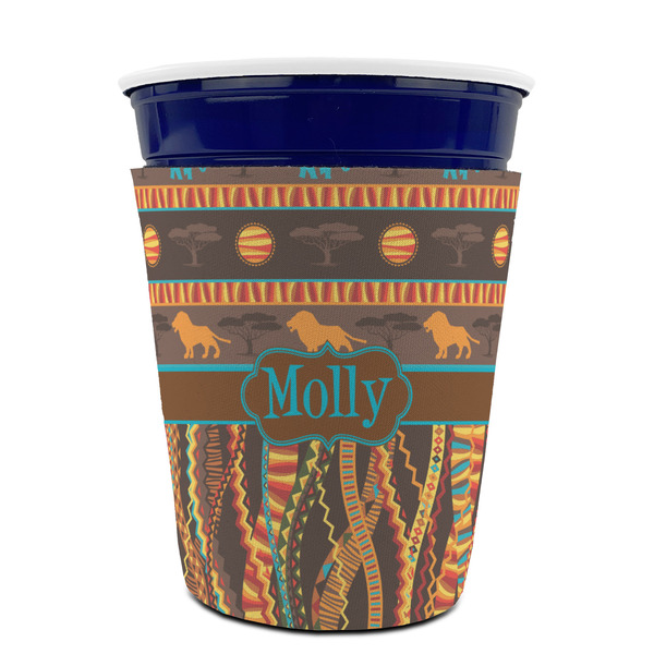 African Lions & Elephants Party Cup Sleeves - without bottom - FRONT (on cup)