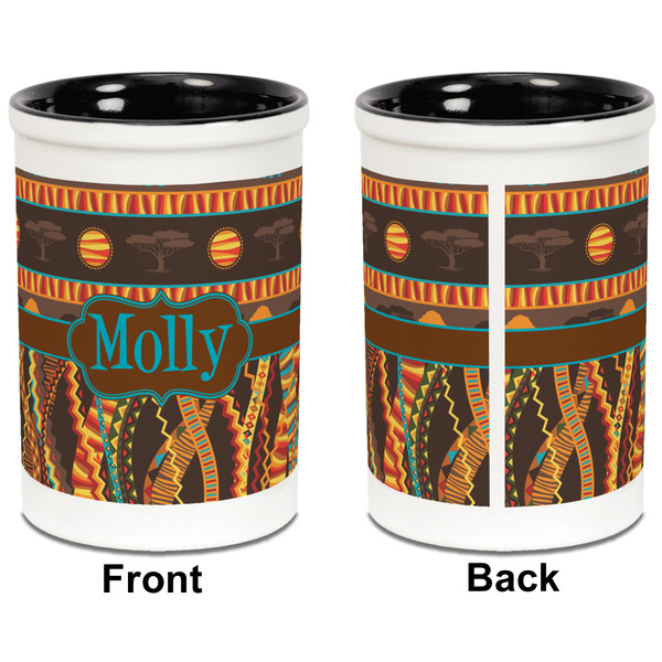 African Lions & Elephants Pencil Holder - Black - approval