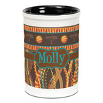 African Lions & Elephants Ceramic Pencil Holders - Black