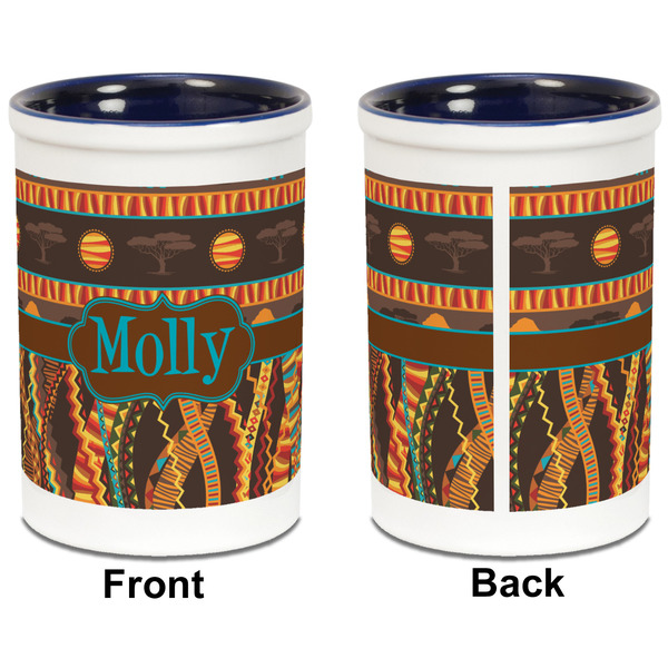 African Lions & Elephants Pencil Holder - Blue - approval