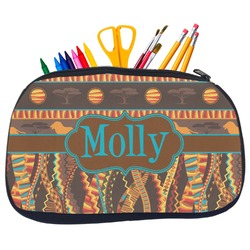 African Lions & Elephants Neoprene Pencil Case - Medium w/ Name or Text