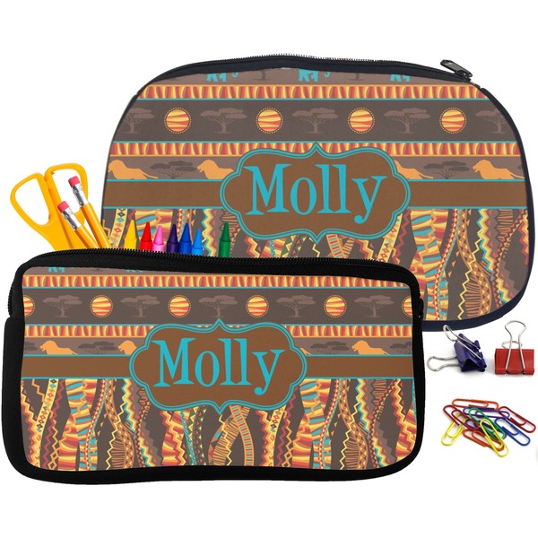 African Lions & Elephants Pencil / School Supplies Bags Small and Medium