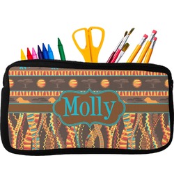 African Lions & Elephants Neoprene Pencil Case - Small w/ Name or Text
