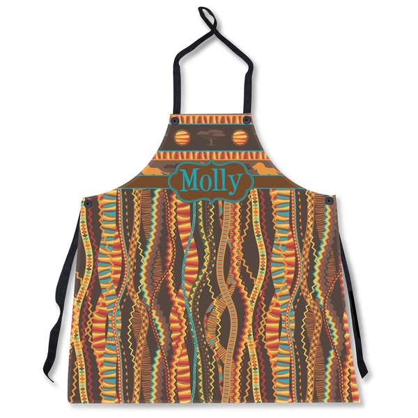 Custom African Lions & Elephants Apron Without Pockets w/ Name or Text