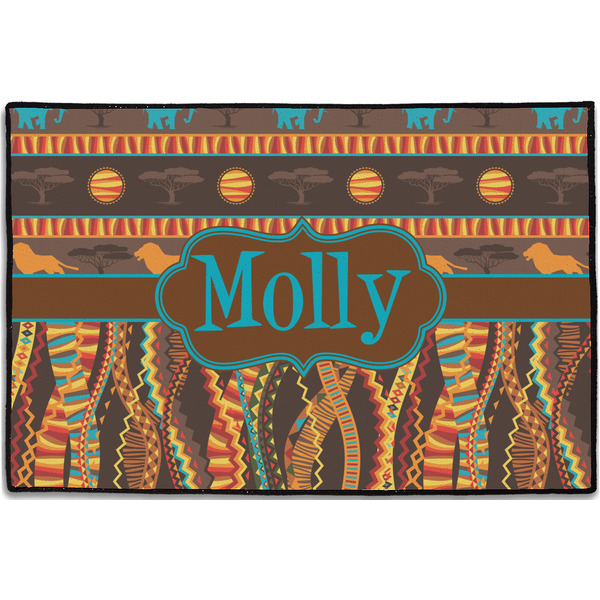 Custom African Lions & Elephants Door Mat - 36"x24" (Personalized)