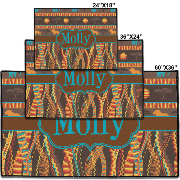 African Lions & Elephants Personalized Door Mat - Group Parent IMF