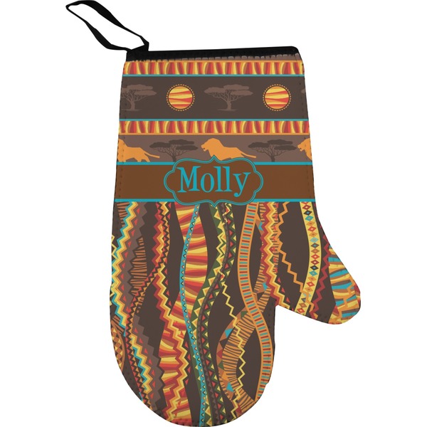 Custom African Lions & Elephants Right Oven Mitt (Personalized)