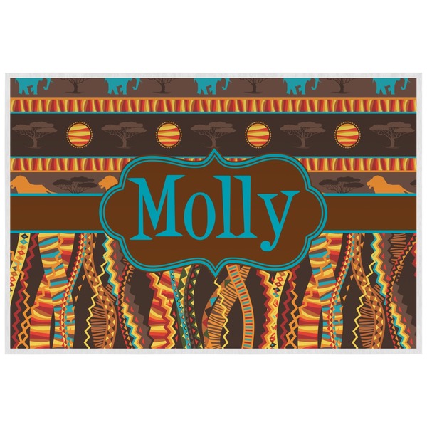 African Lions & Elephants Personalized Placemat (Back)