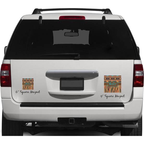 African Lions & Elephants Personalized Square Car Magnets on Ford Explorer