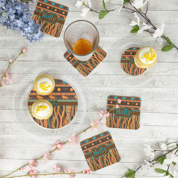 African Lions & Elephants Plastic Party Appetizer & Dessert Plates - In Context