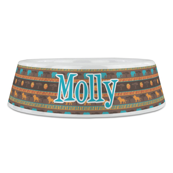 African Lions & Elephants Plastic Pet Bowls - Large - FRONT