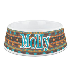 African Lions & Elephants Plastic Dog Bowl (Personalized)