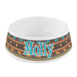 African Lions & Elephants Plastic Dog Bowl - Small (Personalized)