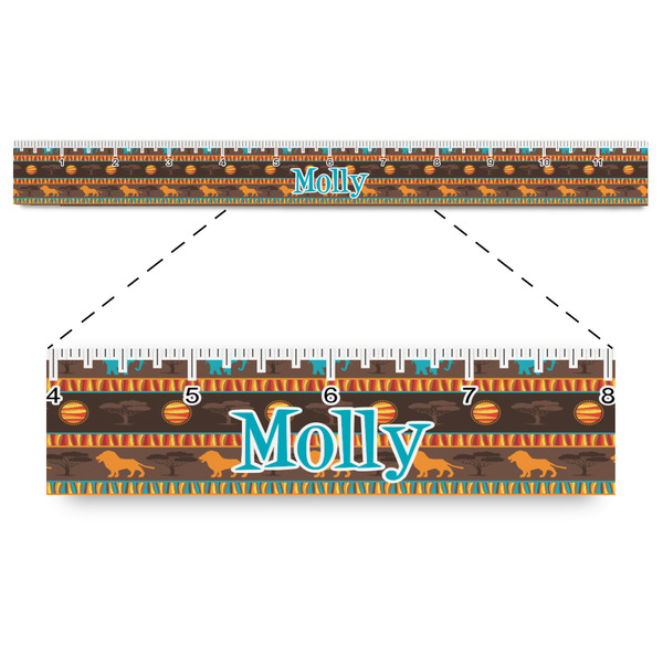 Custom African Lions & Elephants Plastic Ruler - 12" (Personalized)