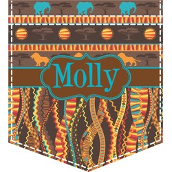 African Lions & Elephants Iron On Faux Pocket (Personalized)