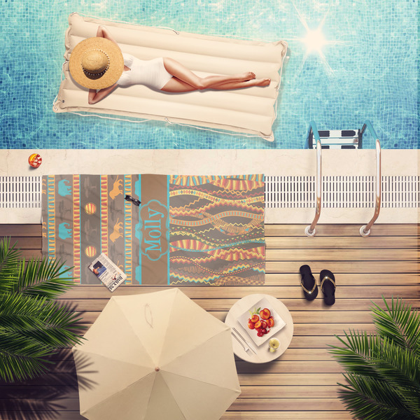 African Lions & Elephants Pool Towel Lifestyle