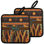 African Lions & Elephants Pot Holders - Set of 2 w/ Name or Text