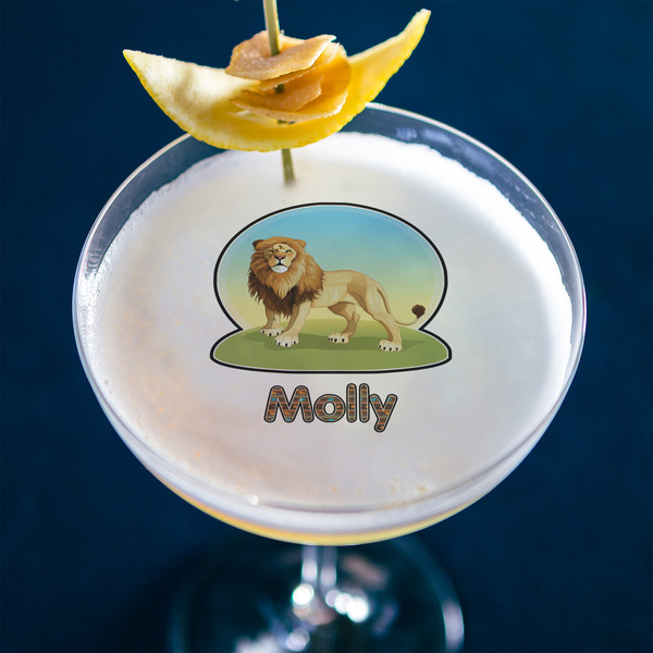 African Lions & Elephants Printed Drink Topper - XLarge - In Context