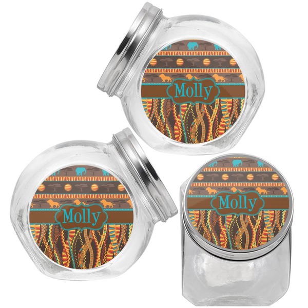 African Lions & Elephants Puppy Treat Jar - Top Left Right