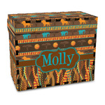 African Lions & Elephants Wood Recipe Box - Full Color Print (Personalized)