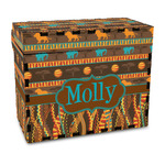 African Lions & Elephants Wood Recipe Box - Full Color Print (Personalized)