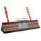 African Lions & Elephants Red Mahogany Nameplates with Business Card Holder - Angle
