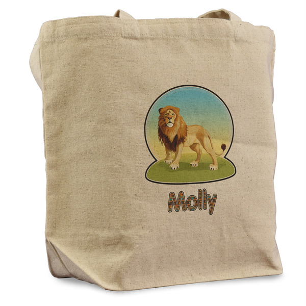 Custom African Lions & Elephants Reusable Cotton Grocery Bag (Personalized)