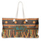 African Lions & Elephants Large Rope Tote Bag - Front View