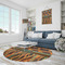African Lions & Elephants Round Area Rug - IN CONTEXT