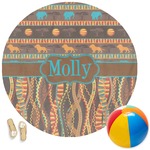 African Lions & Elephants Round Beach Towel (Personalized)