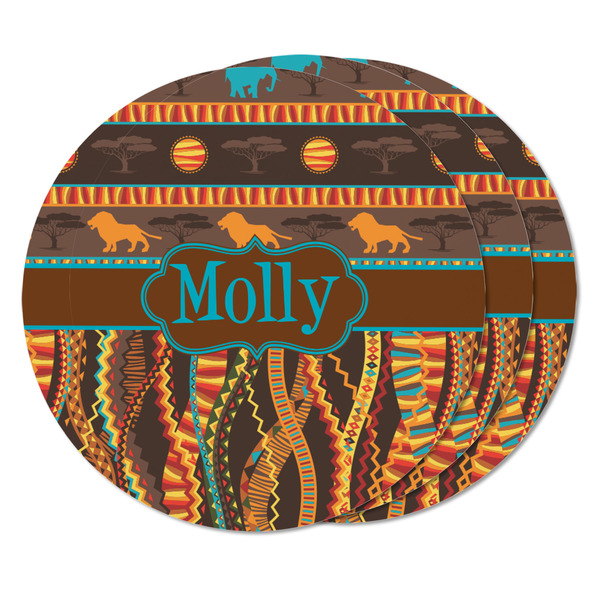 African Lions & Elephants Round Fridge Magnet - THREE