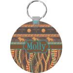 African Lions & Elephants Round Plastic Keychain (Personalized)