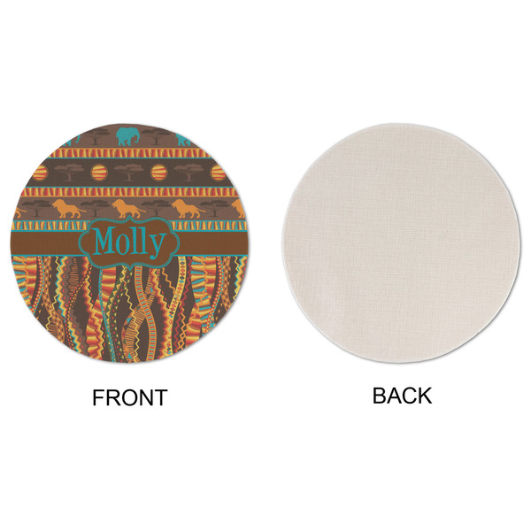African Lions & Elephants Round Linen Placemats - APPROVAL (single sided)