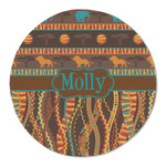 African Lions & Elephants Round Linen Placemat (Personalized)