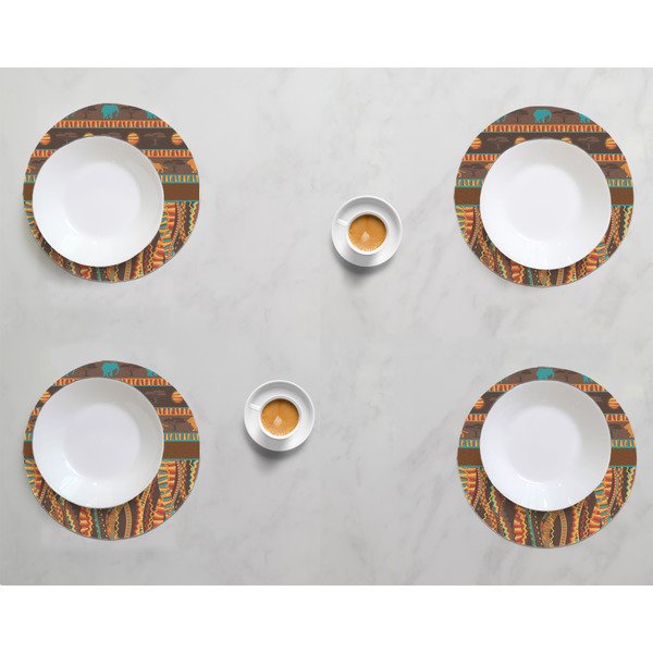 African Lions & Elephants Round Linen Placemats - LIFESTYLE (set of 4)