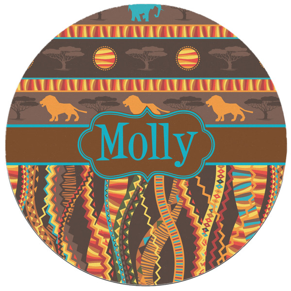 African Lions & Elephants Round Mousepad - APPROVAL