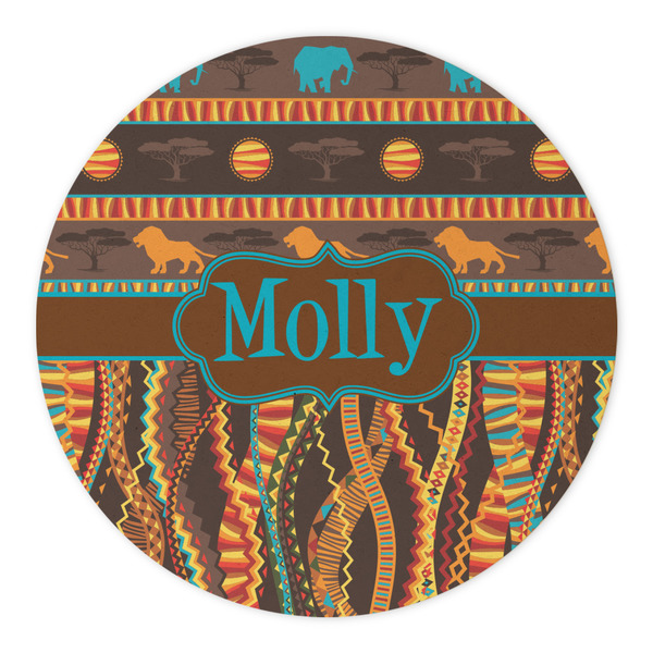 African Lions & Elephants Round Paper Coaster - Approval