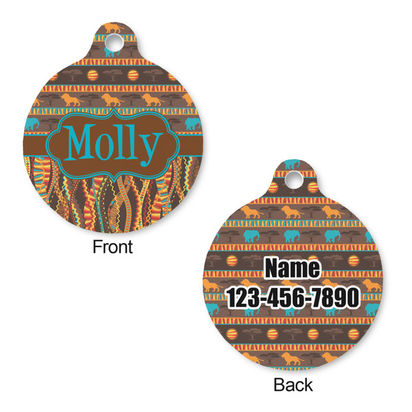 African Lions & Elephants Round Pet ID Tag - Large - Approval