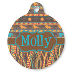 African Lions & Elephants Round Pet ID Tag - Large (Personalized)
