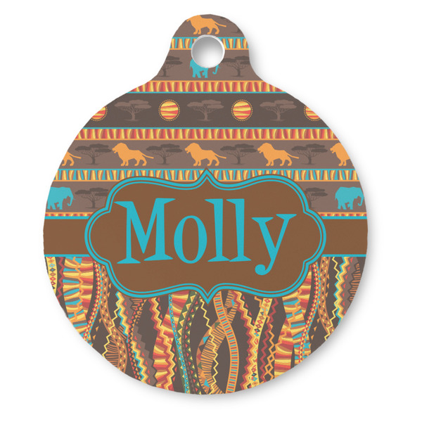 Custom African Lions & Elephants Round Pet ID Tag (Personalized)