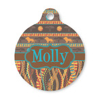 African Lions & Elephants Round Pet ID Tag - Small (Personalized)