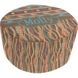 African Lions & Elephants Round Pouf Ottoman (Personalized)