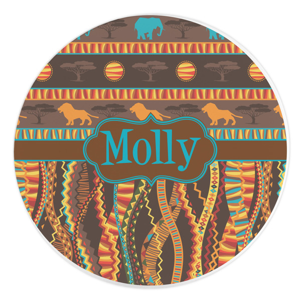 Custom African Lions & Elephants Round Stone Trivet (Personalized)