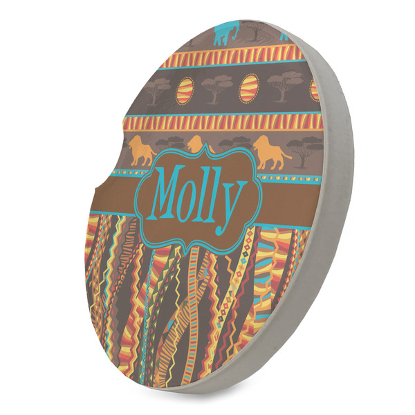 African Lions & Elephants Sandstone Car Coaster - STANDING ANGLE