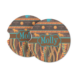 African Lions & Elephants Sandstone Car Coasters (Personalized)
