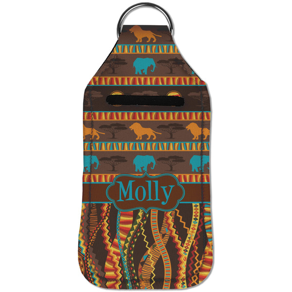 African Lions & Elephants Sanitizer Holder Keychain - Large (Front)