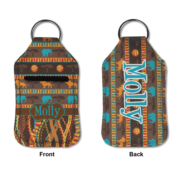 African Lions & Elephants Sanitizer Holder Keychain - Small APPROVAL (Flat)